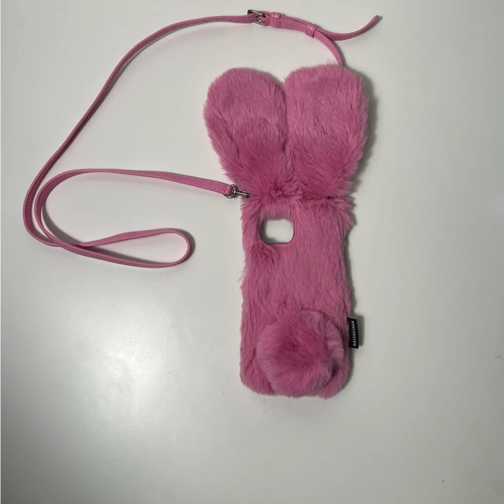 Balenciaga Fluffy Bunny Ears Crossbody iPhone 12 Cell Phone Case
